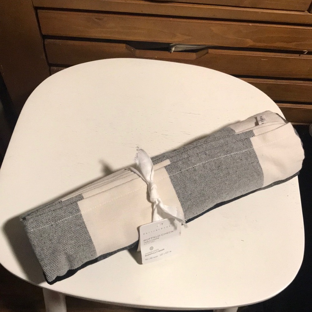 Pottery Barn Buffalo Check table throw BN